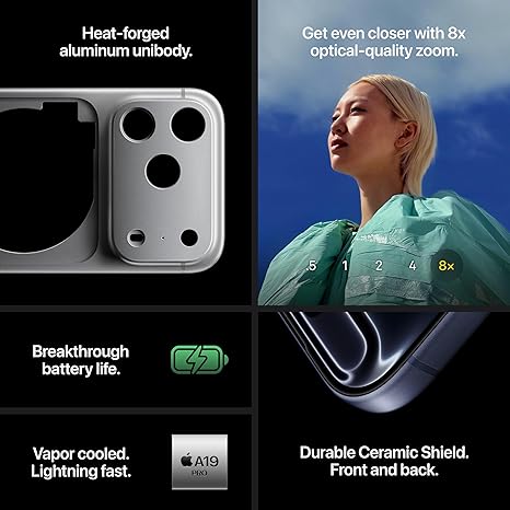 Apple iPhone 17 Pro Max 256 GB: 6.9-inch Display with ProMotion, A19 Pro Chip, Best Battery Life in Any iPhone Ever, Pro Fusion Camera System, Center Stage Front Camera; Silver,Cosmic Orange,Deep Blue - Image 4